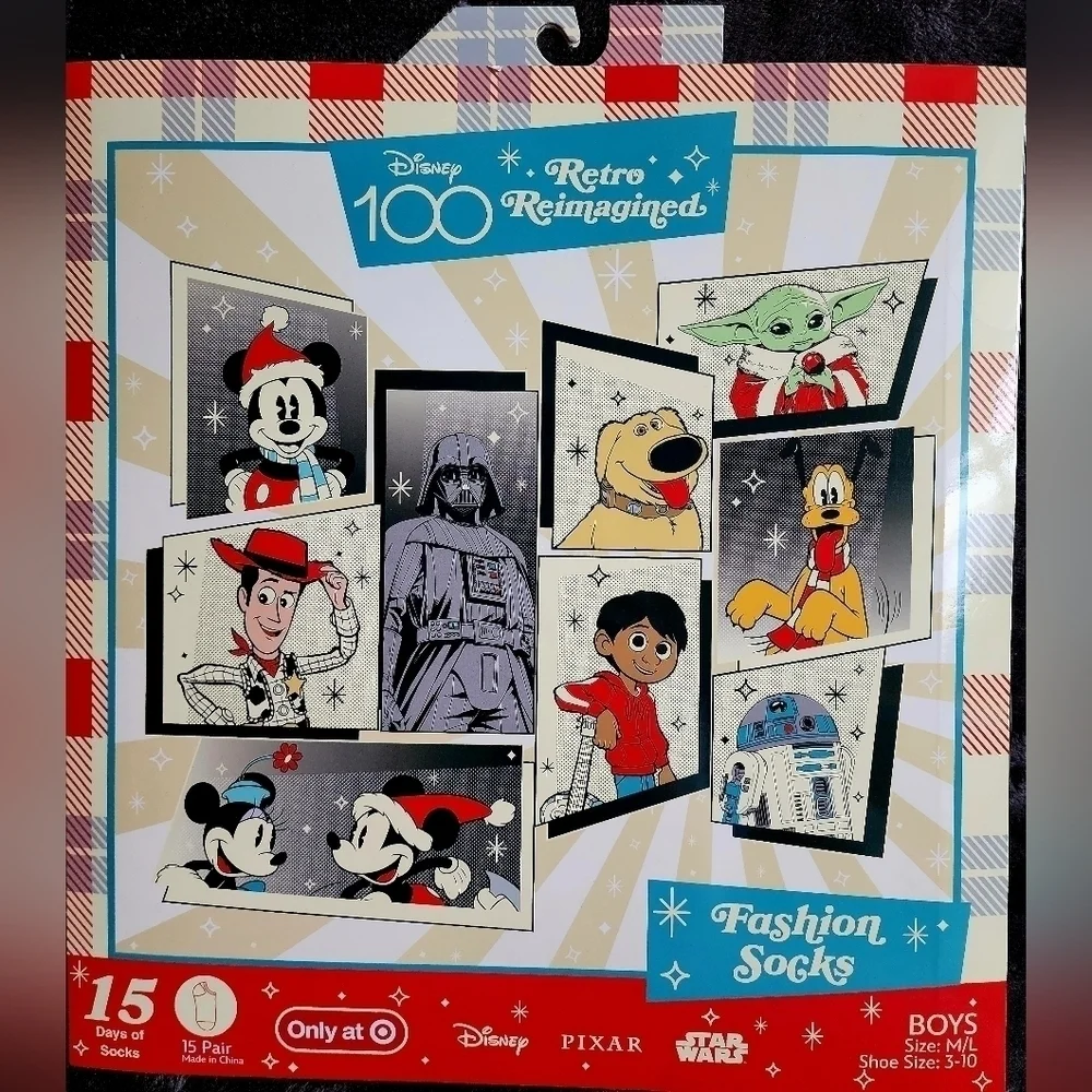 NWT Disney 100 Mickey Mouse 15 Days of Socks Advent Calendar boys S/M, M/L, girl
